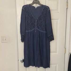 Kaktus Deep Blue Lace Long Sleeve Dress